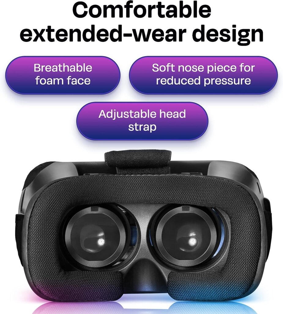 Bnext VR Headset Compatible with iPhone  Android - VR Headsets - Universal Virtual Reality Goggles for KidsAdults - Your Best Mobile Games 360 Movies w/Soft  Comfortable New 3D VR Glasses (Silver)