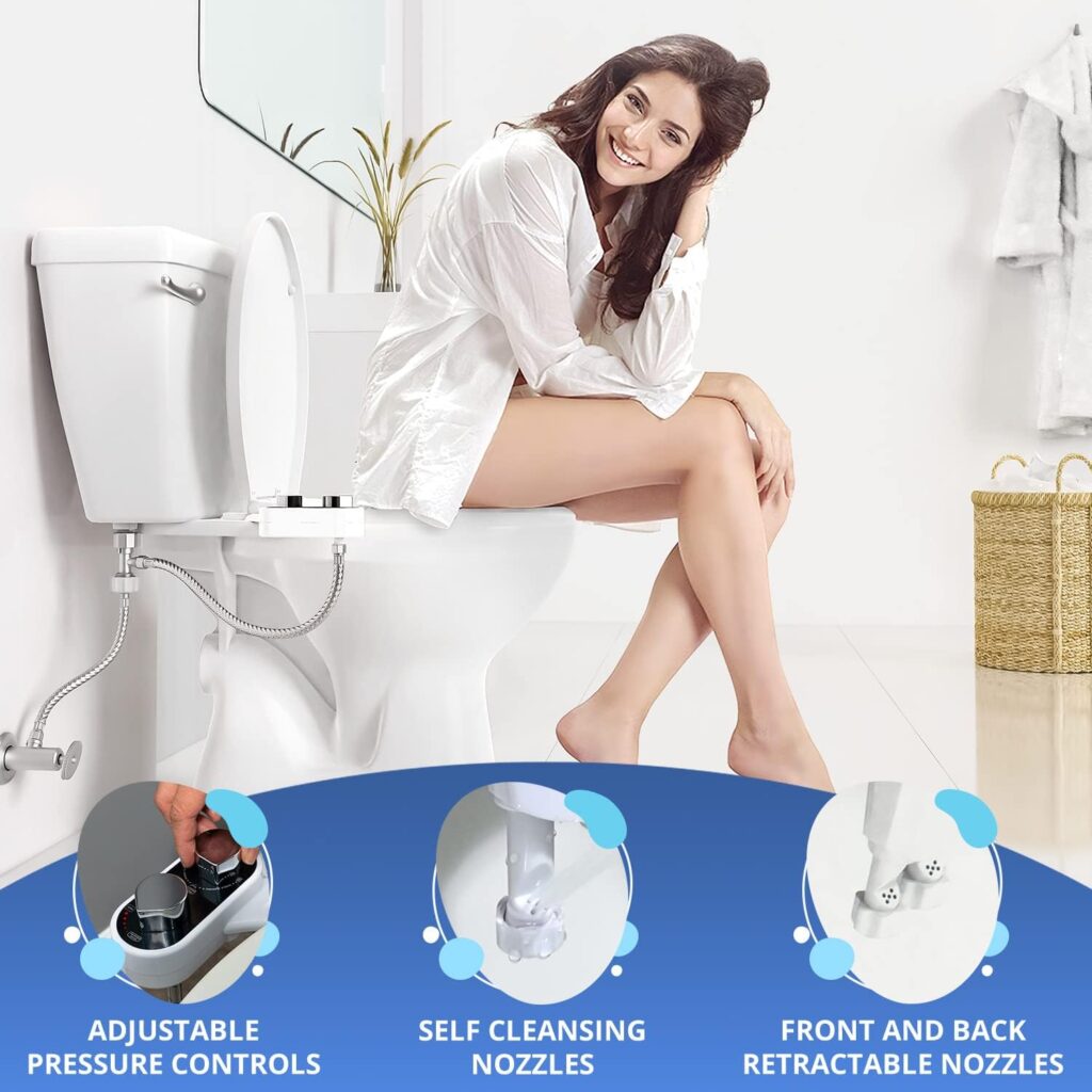 Clear Rear Bidet Attachment for Toilet - Elevate Your Bathroom w/Our Self-Cleaning Bidet, FSA HSA Eligible - Ultimate Bidet Toilet Seat Experience, Toilet Accessories For Hygiene - Toilet Bidet
