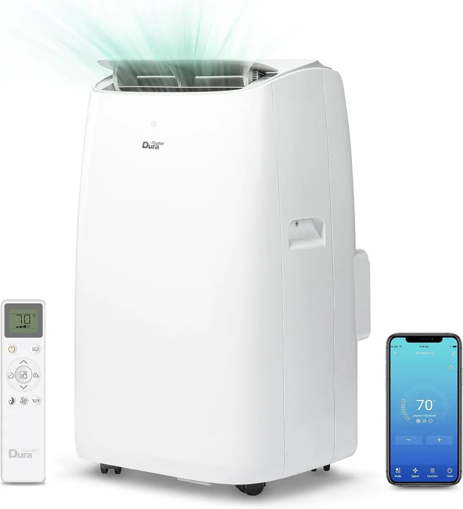 DuraComfort Portable Air Conditioner, 12000 BTU(Ashrae) /8150 BTU (SACC) Smart AC Unit, Built-in Dehumidifier and Fan Modes, Mobile App, Cools up to 450 Sq. Ft, White,WIFI