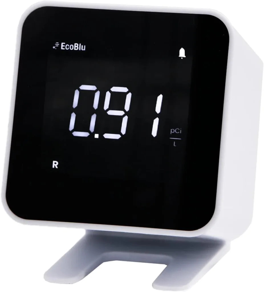 Ecosense EB100 EcoBlu, Home Radon Detector, Capture  Display Results Every 10 Minutes, Short  Long-Term Continuous Monitoring, Easy to Use