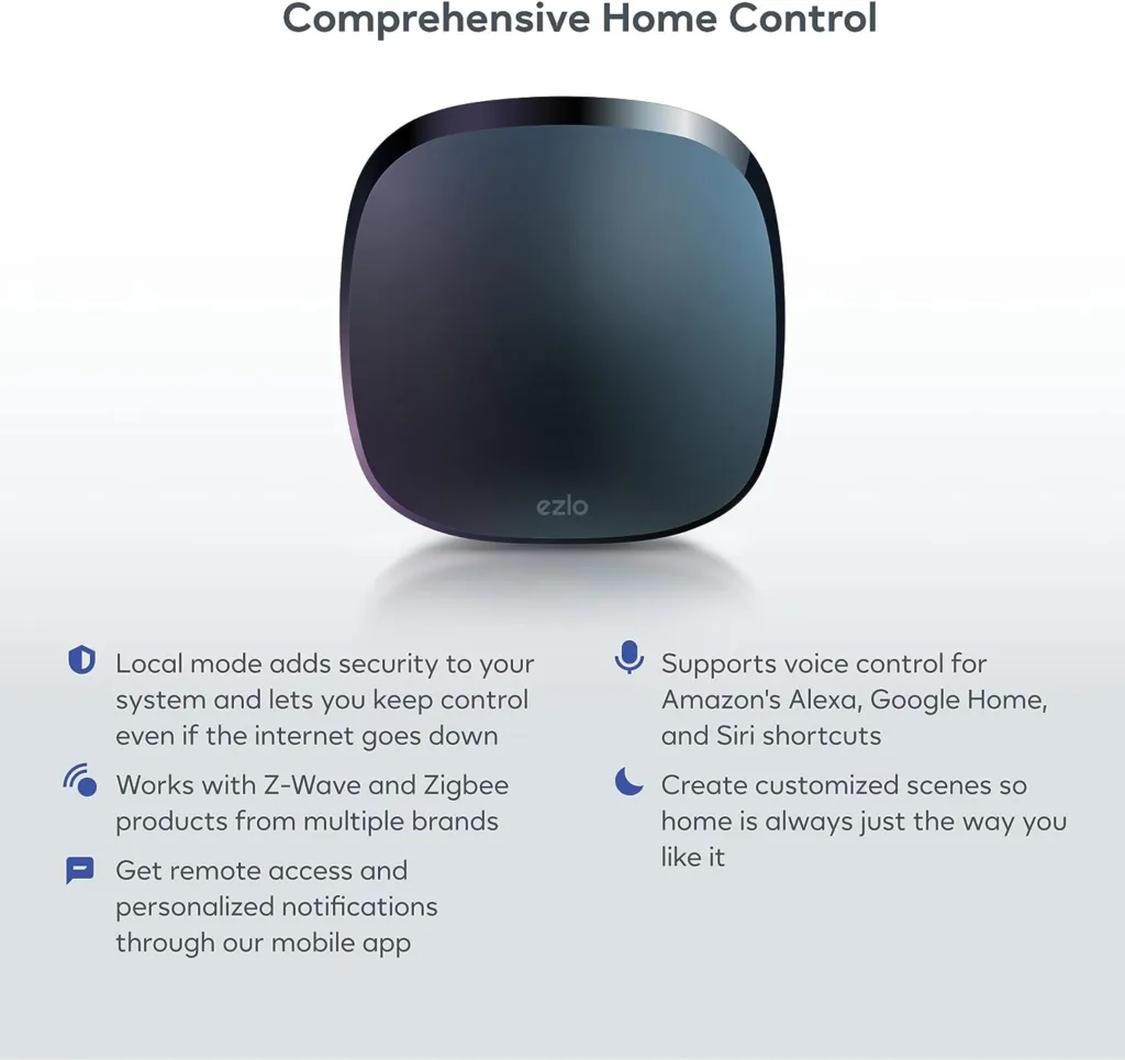 Ezlo Plus Smart Home Hub with Zigbee  Z-Wave. Works with Wi-Fi Devices Associated with Amazon Alexa Devices  Google Assistant to Control Smart Locks, Smart Lights, Smart Switch and CCTV Cameras