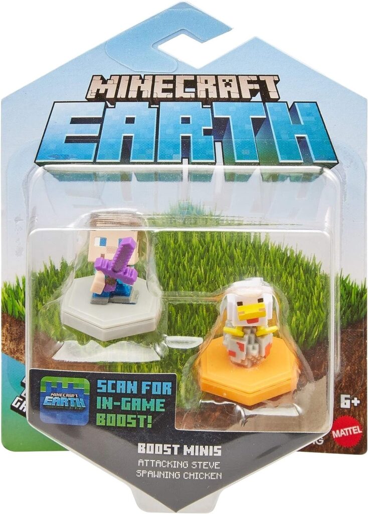 Mattel Minecraft Earth Boost Mini Figure 2-Pack, NFC Chip Enabled for Play with Minecraft Earth Augmented Reality Mobile Device Game, Toys for Girls and Boys Age 6 and Up
