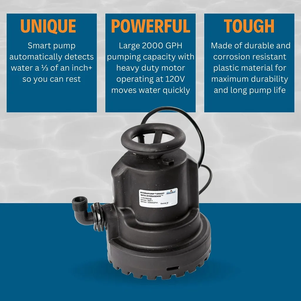 Watershed Innovations HydraPump Smart - Submersible Water Pump - Smart Pump - Portable Electric Pump - HydraDetect Technology for Automatic Operation