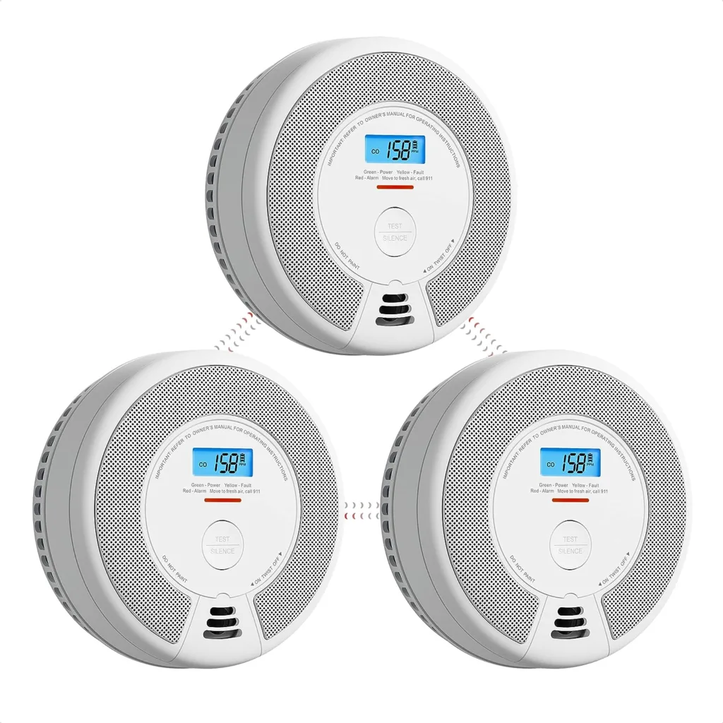 X-Sense Wireless Interconnected Combination Smoke and Carbon Monoxide Detector with LCD Display  10-Year Battery, Over 820 ft Transmission Range, 3-Pack