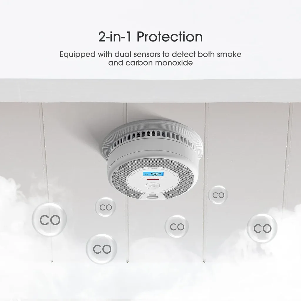 X-Sense Wireless Interconnected Combination Smoke and Carbon Monoxide Detector with LCD Display  10-Year Battery, Over 820 ft Transmission Range, 3-Pack