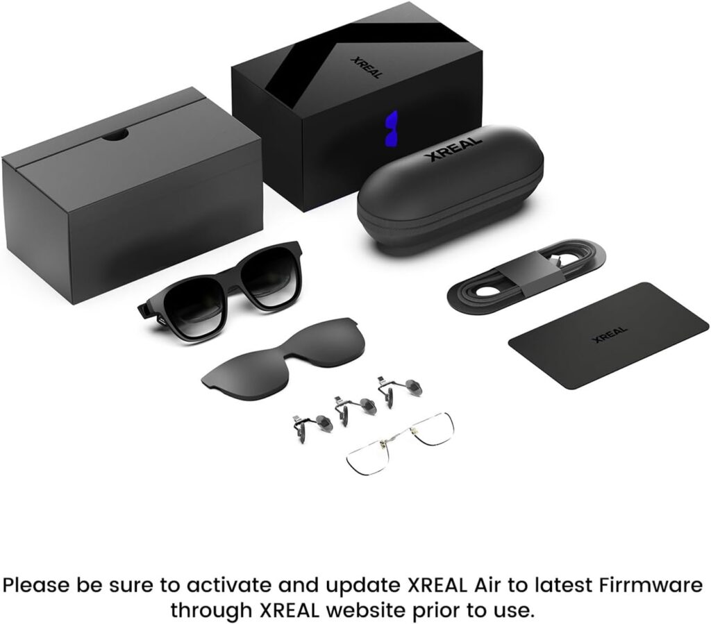 XREAL Air AR Glasses, Smart Glasses with Massive 201 Micro-OLED Virtual Theater, Augmented Reality Glasses, Watch, Stream, and Game on PC/Android/iOS–Consoles  Cloud Gaming Compatible
