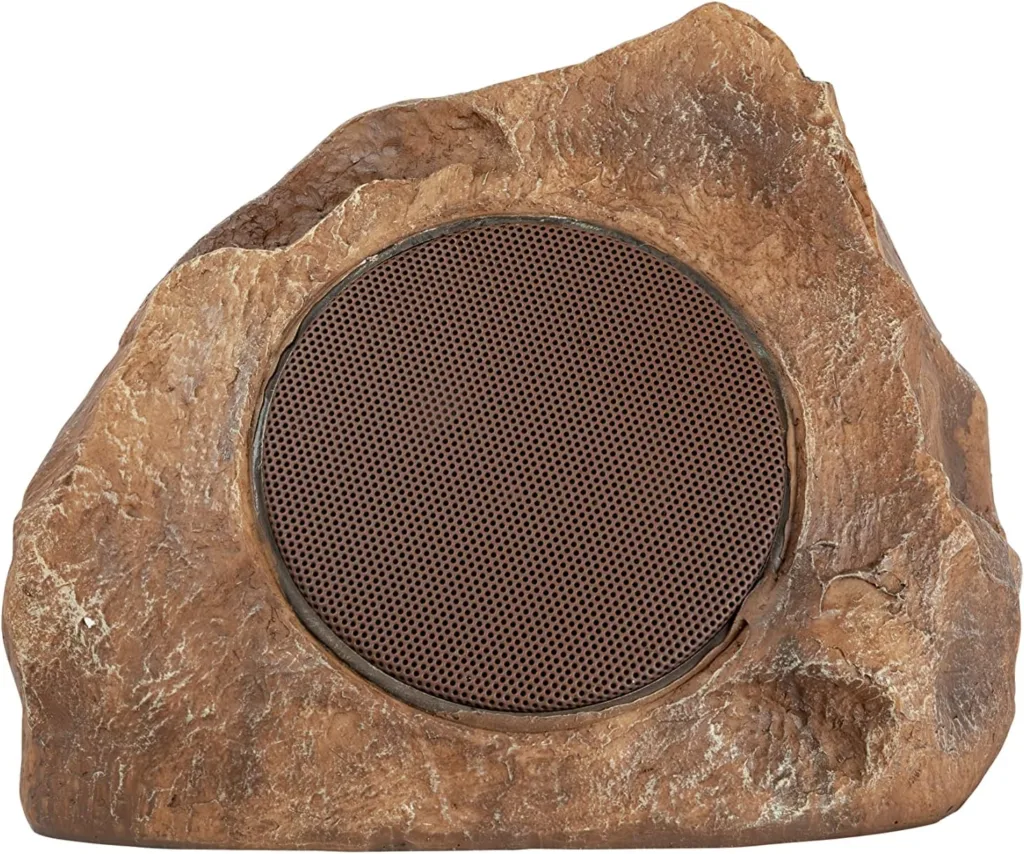 Homewell Outdoor Rock Speaker Solar-Powered Wireless Bluetooth 5.0 Portable Speaker Weatherproof for Patio, Pool, Deck, Yard, Garden and Home (1-Pack, Brown)